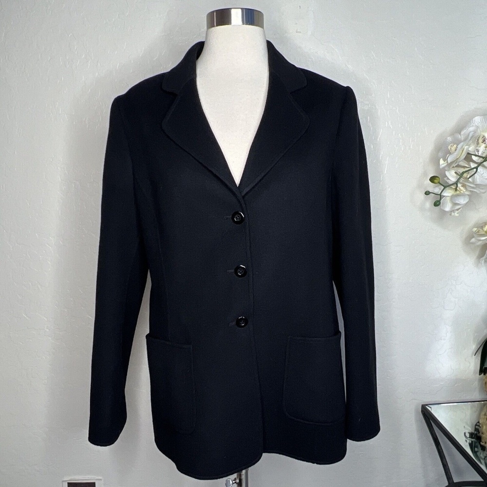 ELLEN TRACY 100% Wool Buttons Jacket Size 12 In Black